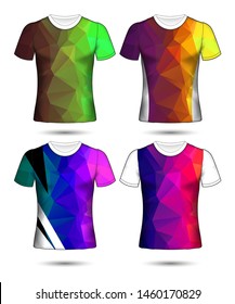  t-shirt templates abstract geometric collection of different colors polygonal mosaic 