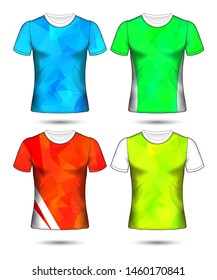  t-shirt templates abstract geometric collection of different colors polygonal mosaic 