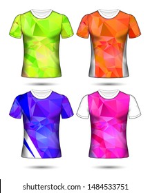  t-shirt templates abstract geometric collection of different colors polygonal mosaic 