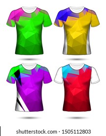  t-shirt templates abstract geometric collection of different colors polygonal mosaic 