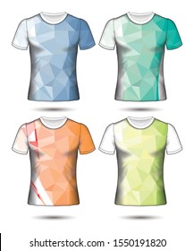  t-shirt templates abstract geometric collection of different colors polygonal mosaic 
