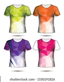  t-shirt templates abstract geometric collection of different colors polygonal mosaic 