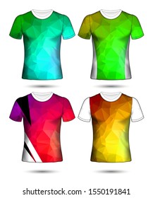  t-shirt templates abstract geometric collection of different colors polygonal mosaic 