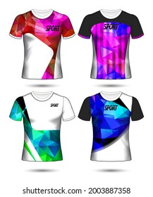  t-shirt templates abstract geometric collection of different colors polygonal mosaic 