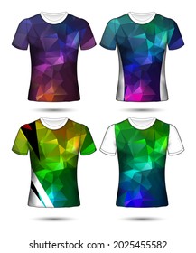  t-shirt templates abstract geometric collection of different colors polygonal mosaic 