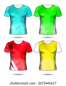  t-shirt templates abstract geometric collection of different colors polygonal mosaic 