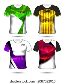  plantillas de camisetas colección geométrica abstracta de diferentes colores mosaico poligonal 