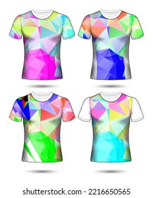  t-shirt templates abstract geometric collection of different colors polygonal mosaic 