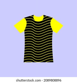 
T-shirt templates. Black version, Black with yellow stripes - vector