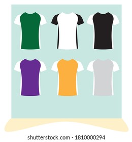 Colección de plantillas de camisetas de diferentes colores, ilustración de eps10 vectoriales.
