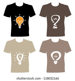 t-shirt templates with light bulb idea vector illustration