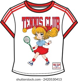 T-shirt Tennis Character vector hand drawn design vector