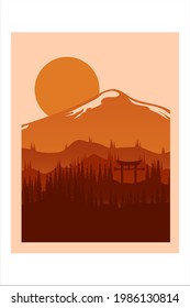 T-shirt thick forest with orange mountain
