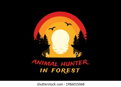 T-shirt Title animal hunter in forest color orange white and yellow