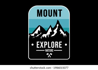 T-shirt Title mount explore nature color blue black and white