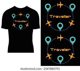 T-shirt triangle airplane line with map icon concept, Traveler T-shirt design, unique, vector illustration isolated and printable. use for adventure lover. flight, adventure, international, tourist