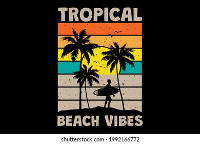 T-shirt tropical beach vibes surf sunset retro vintage style
