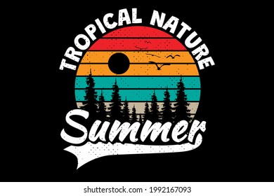 T-shirt tropical nature summer pine tree retro vintage style
