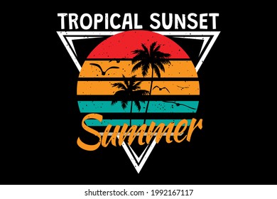 T-shirt tropical sunset summer summer retro vintage style