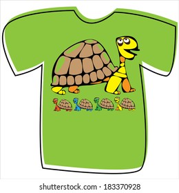 T-shirt with a turtle on white background 
