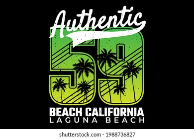 T-shirt typography beach sunset authentic california