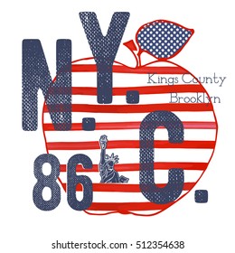 T-shirt typography design, NYC printing graphics, typographic vector illustration, New York graphic design for label or t-shirt print, Badge, Applique.