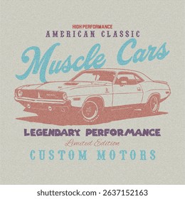 T-shirt typography design, retro car vector, printing graphics, typographic vector illustration, vintage car graphic design for label or t-shirt print, Badge, Applique. vintage racing car, Vintage 
