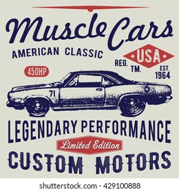 T-shirt typography design, retro car vector, printing graphics, typographic vector illustration, vintage car graphic design for label or t-shirt print, Badge, Applique.