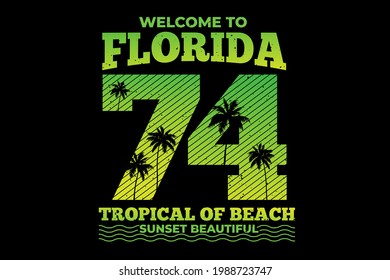 T-Shirt typografie florida Farbverlauf-Strand tropischen Sonnenuntergang Vintage