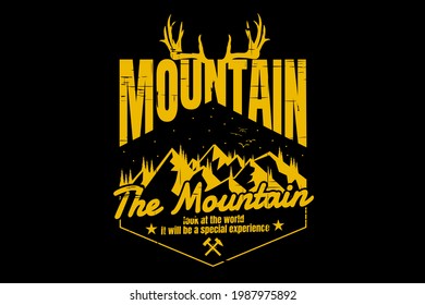 T-shirt typography mountain nature pine nature deer vintage