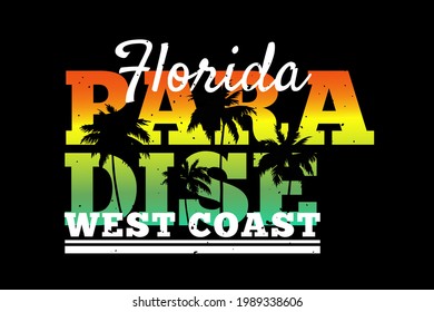 T-shirt typography paradise florida west coast retro style