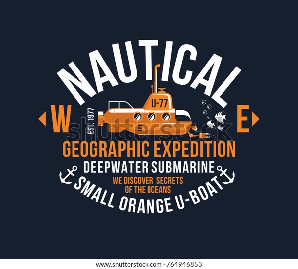 Download Tshirt Typography Print Nautical Yellow Submarine Stock ...