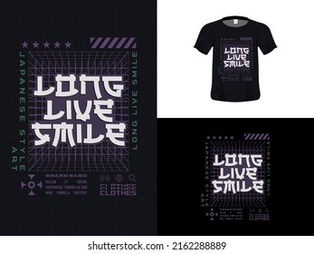 Tshirt typography quote design, Long Live Smile for print. Poster template, Premium Vector.