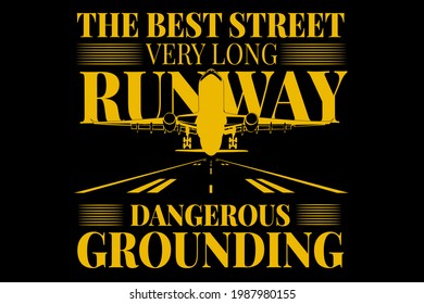 T-shirt typography runway plane grounding vintage style