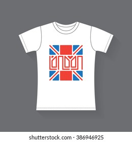 T-shirt with UK flag and inscription London, vector illustration.