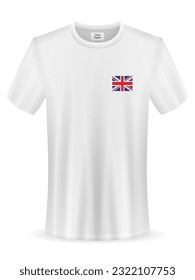 Tshirt with UK flag on a white background. Vector illustration.