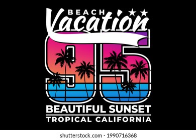 T-shirt vacation beach beautiful sunset tropical california vintage style