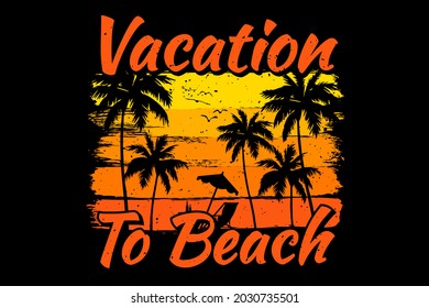 T-shirt vacation beach palm tree sunset