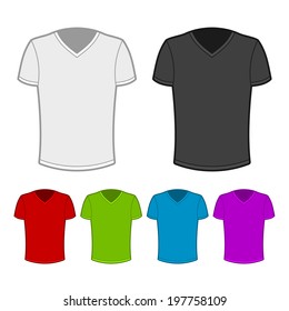 T-shirt in various colors. Vector Illustration on white background.