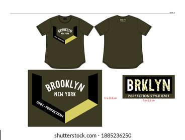 T-shirt vector design, with typography, brooklyn writing, print on fabric