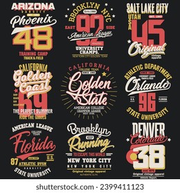 T-shirt vector emblem. Athletics typography stamp vector