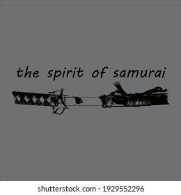T-shirt vector graphic design with samurai concepti