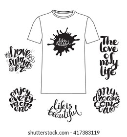 T-shirt. Vector graphics. Print on clothes. Quote, phrase, word, positive.