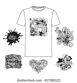 T-shirt. Vector graphics. Print on clothes.