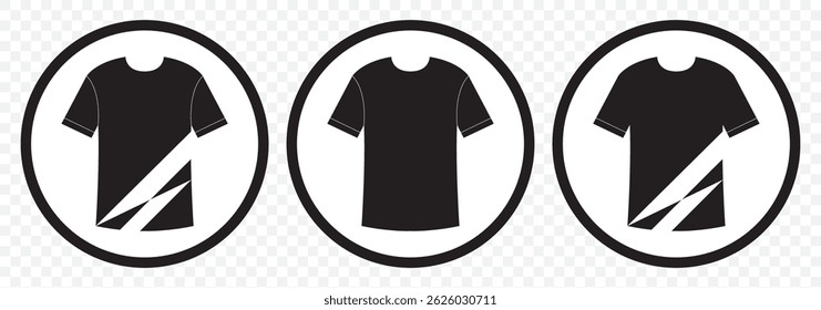 Tshirt vector icon in black and White colors on Transparent Background. EPS 10.