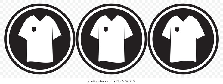 Tshirt vector icon in black and White colors on Transparent Background. EPS 10.