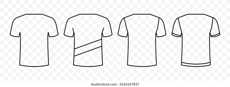 Ícone do vetor da camiseta. Coleção de camiseta. Símbolo de sinal de estilo linear. Vetor de vestuário unissexo. Ícone da camisa. Ilustração vetorial.