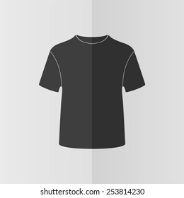 T-shirt vector icon. Effect of folded paper. Flat design