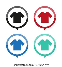 t-shirt - vector icon; map pointer;  message bubble