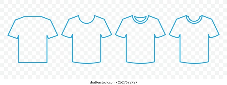 Conjunto de ícones de vetor de camiseta. Sinal do logotipo da roupa. Ícone da camiseta esportiva. Botão de armazenamento na Web. 